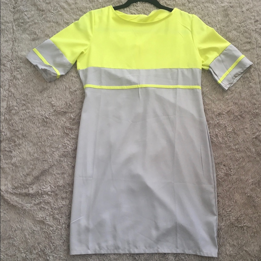 Yellow green Neon / Grey dress from SheIn